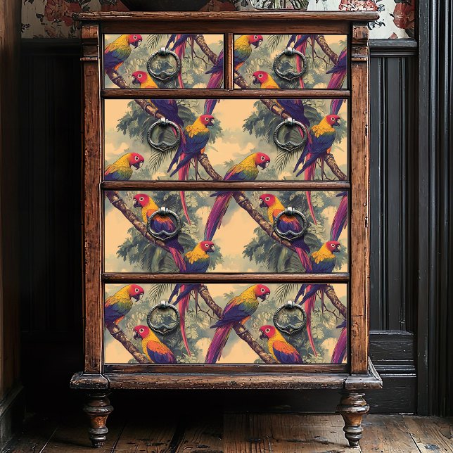 Vintage Red and Yellow Jungle Parrot Tissue Paper (Creator Uploaded)