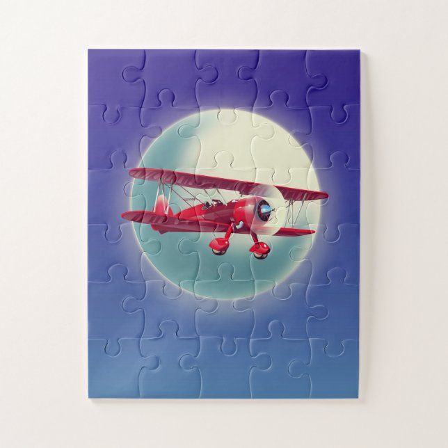 Vintage Red Biplane Jigsaw Puzzle (Vertical)