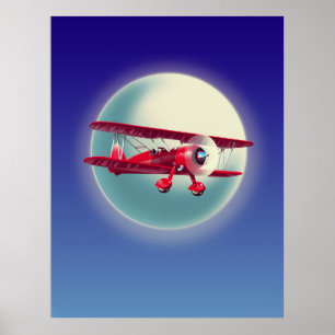 Vintage Red Biplane Poster
