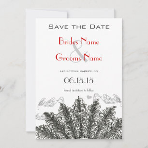 Vintage Red Birds Wedding Save the Date