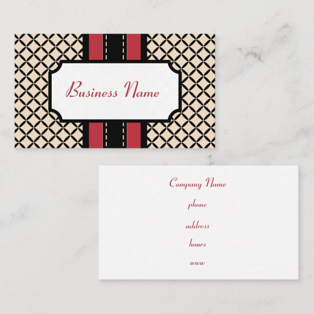 Vintage Red Black Custom Business Cards (Front/Back)