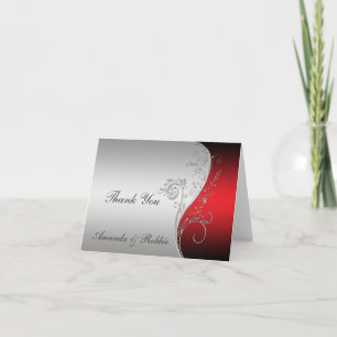 Vintage Red Black Silver Thank You Card