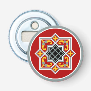Vintage Red Black White Barcelona Geometric Art Bottle Opener