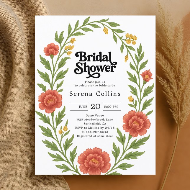 Vintage Red Bloom Bridal Shower Postcard (Creator Uploaded)