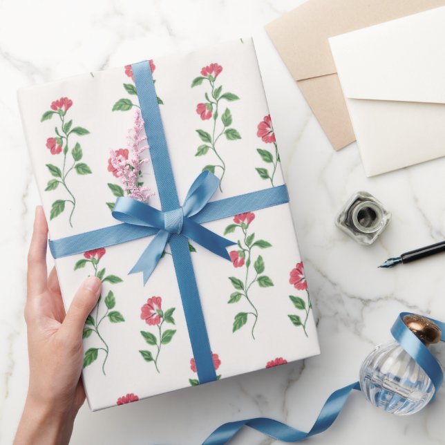 Vintage Red Blossom Wrapping Paper (Gifting)