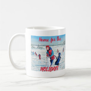 VINTAGE Red & Blue HOME for Holidays Personalise Coffee Mug