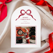 Vintage Red Bow Elegant Chic Arch Christmas Photo