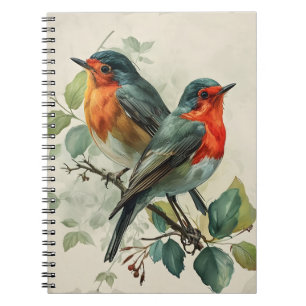 Vintage Red-Breasted Robin Postcard Notebook