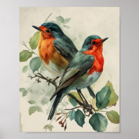 Vintage Red-Breasted Robin