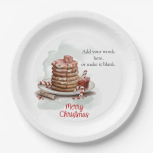 Vintage red brown Watercolor Candy Cane Pancake Paper Plate