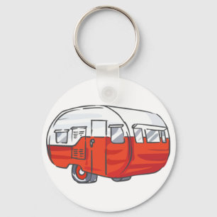 Vintage Red Camper Key Ring