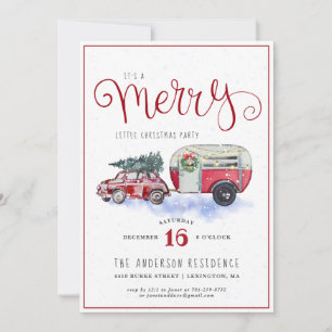 Vintage Red Camper Trailer   Christmas Party