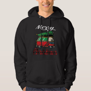 Vintage Red Camping Car Truck Christmas Tree Pajam Hoodie