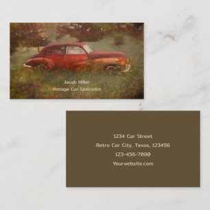 Vintage Red Car Antique Old Retro Business Card