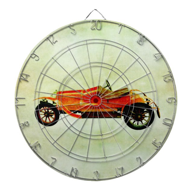 Vintage Red Car Dartboard (Front)