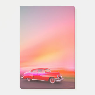 Vintage Red Car Post-it Notes – Dreamy Retro Aesth