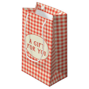 Vintage Red Chequerboard Pattern Custom  Small Gift Bag