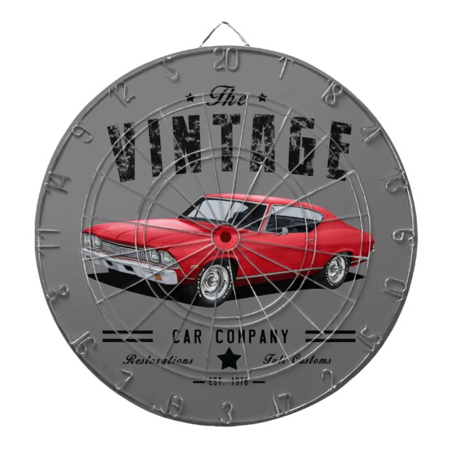 Vintage Red Chevelle Dartboard (Front)