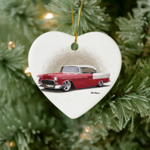 Vintage Red Chevy Coupe Ceramic Ornament