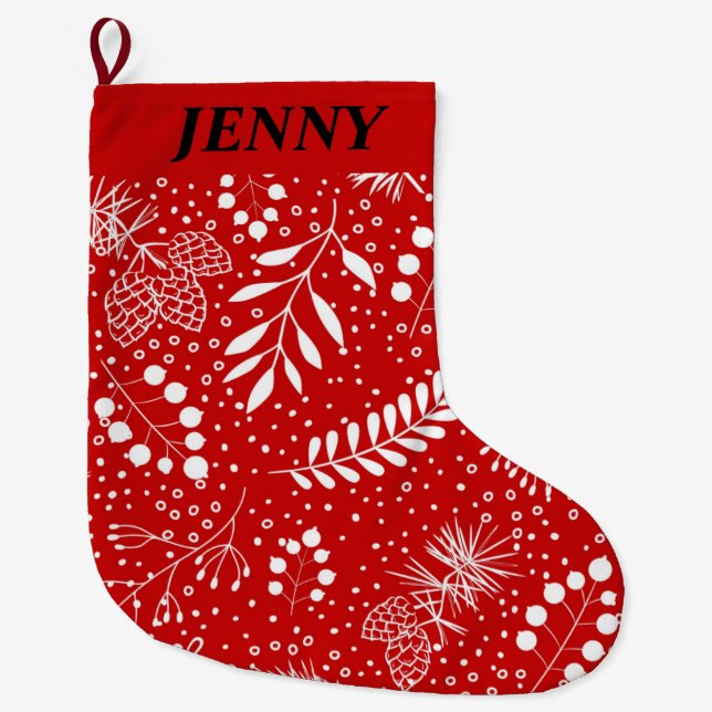 VINTAGE RED CHRISTMAS large christmas stocking (Front)