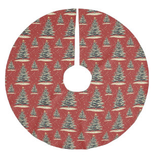 Vintage Red Christmas Tree Brushed Polyester Tree Skirt