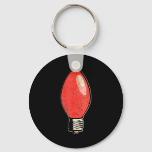 Vintage Red Christmas Tree Light Bulb Key Ring