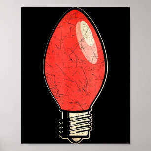 Vintage Red Christmas Tree Light Bulb  Poster
