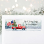 Vintage Red Christmas Truck Christmas Tree Flag Return Address Label<br><div class="desc">Vintage red Christmas truck with a Christmas tree and American flag Christmas card is a festive way to show your love for America and sending holiday wishes to your friends and family.</div>