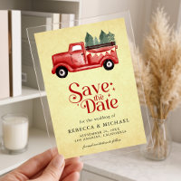 Vintage Red Christmas Truck Wedding Save the Date