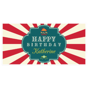 Vintage Red Circus Birthday Banner Party Decor