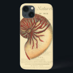 Vintage Red Conch Shell iPhone 13 Case<br><div class="desc">In this vivid image,  you can see in vintage natural and unique style of the red Conch shell up close. This unique type of art has black and red shading to accent the spiralling of this conch shell. Get this conch shell with an sepia background on your product today.</div>