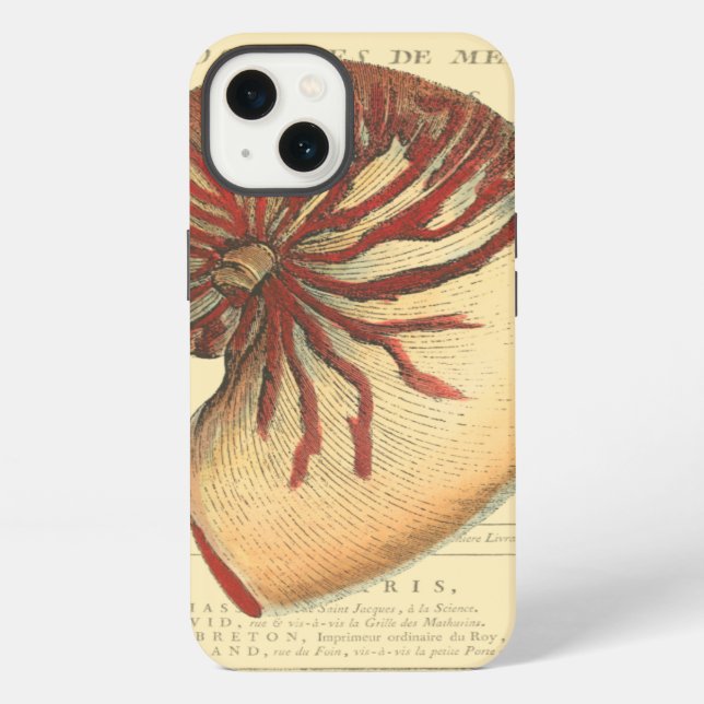 Vintage Red Conch Shell iPhone Case (Back)