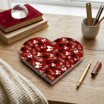 Vintage Red Coquette Bow Heart Shaped Spiral Noteb