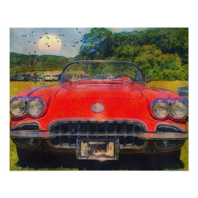 Vintage Red Corvette Poster (Front)