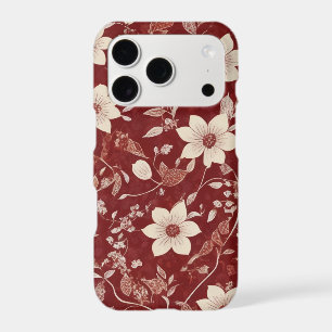 Vintage Red Cottage Botanical Floral Pattern Apple