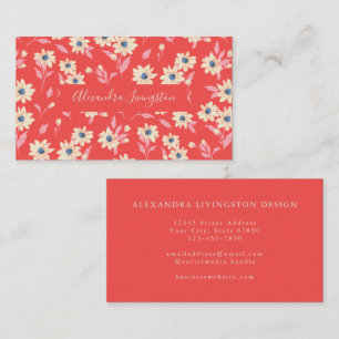 Vintage Red Country Farmhouse Floral Modern Small Business Card
