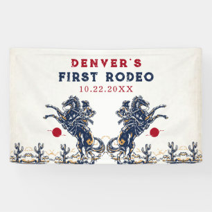 Vintage Red Cowboy First Rodeo Birthday Banner