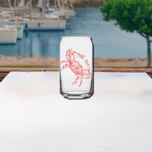 Vintage red  crab can glass