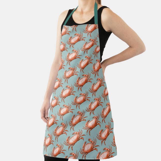 Vintage Red Crab Whimsical Crabby Pattern  Apron (Insitu)