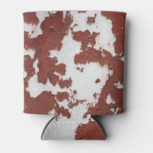 Vintage Red: Cracked Concrete Wall Can Cooler