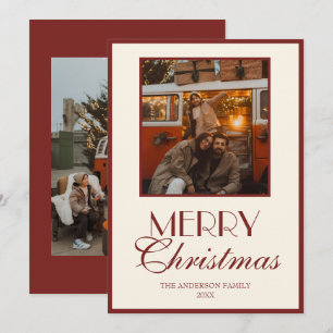 Vintage Red Cream Old Money Classic Christmas Holiday Card