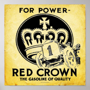 Vintage Red Crown Gasoline Print