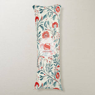 Vintage Red Daisy Floral Pattern - Botanical Body Cushion