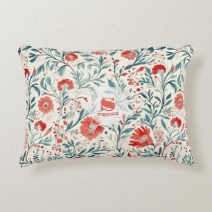 Vintage Red Daisy Floral Pattern - Botanical Decorative Cushion
