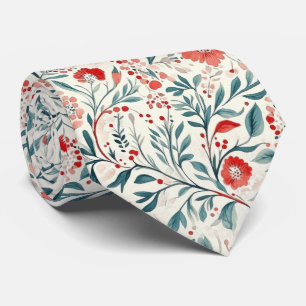 Vintage Red Daisy Floral Pattern - Botanical Tie