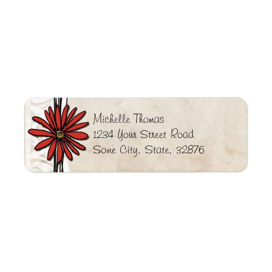 Vintage Red Daisy Return Address Label