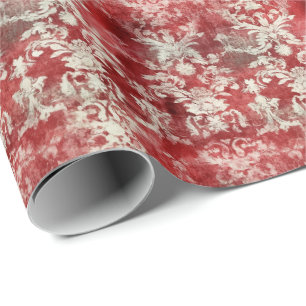 Vintage Red Damask Antique Ornamental Luxury Wrapping Paper