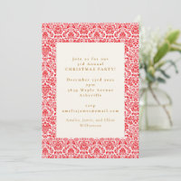 Vintage Red Damask Festive Christmas Party