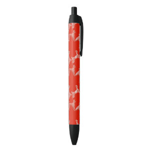 Vintage Red Dogs Pet Party Watercolor Black Ink Pen