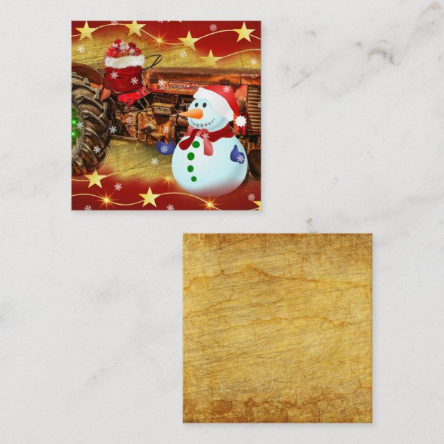 Vintage Red Farm Tractor Christmas Card (Front/Back)